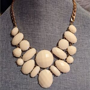 Cream colored faceted bead statement necklace